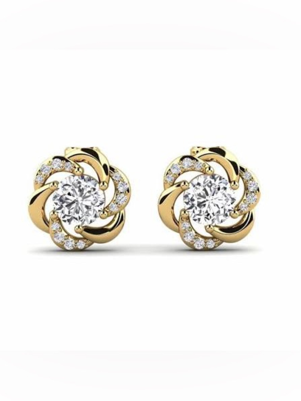 Classic Gold and Diamond Swirl Stud Earrings